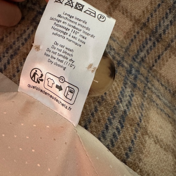 Sezane Michele Jacket Wool NWOT Blue & Beige Check Coat Blazer  (RARE) - Picture 7 of 11